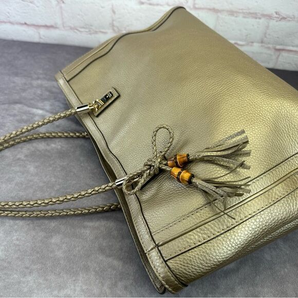 Gucci Gold Bella Tassel Braided Leather Tote - Picture 9 of 16